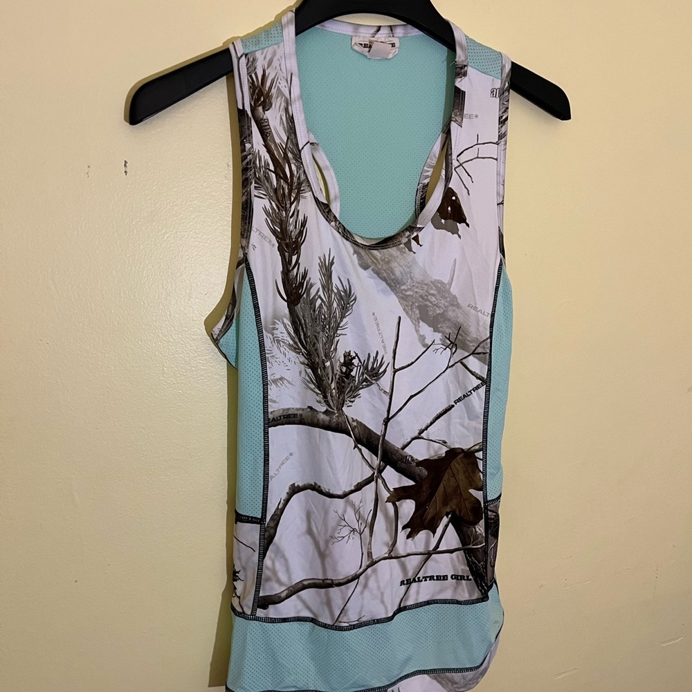 Realtree Girl Aqua and White Camo Tank Top Size Medium